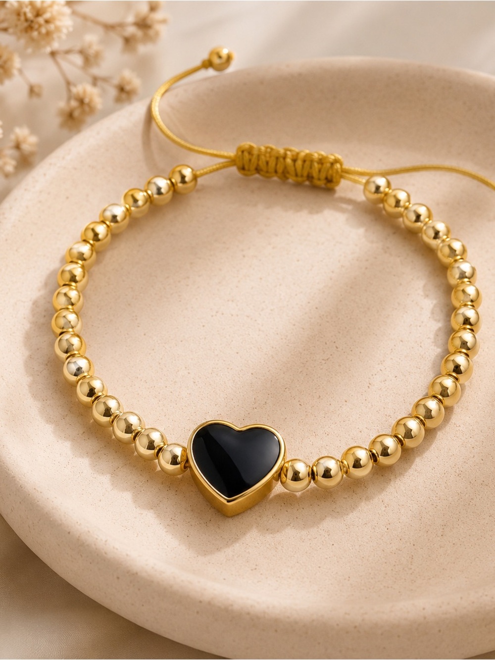 Adjustable Beaded Heart Bracelet